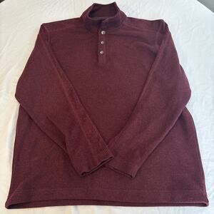 Van Heusen Mens XL Burgundy Maroon 1/4 Button Up Pullover Sweater Polyester